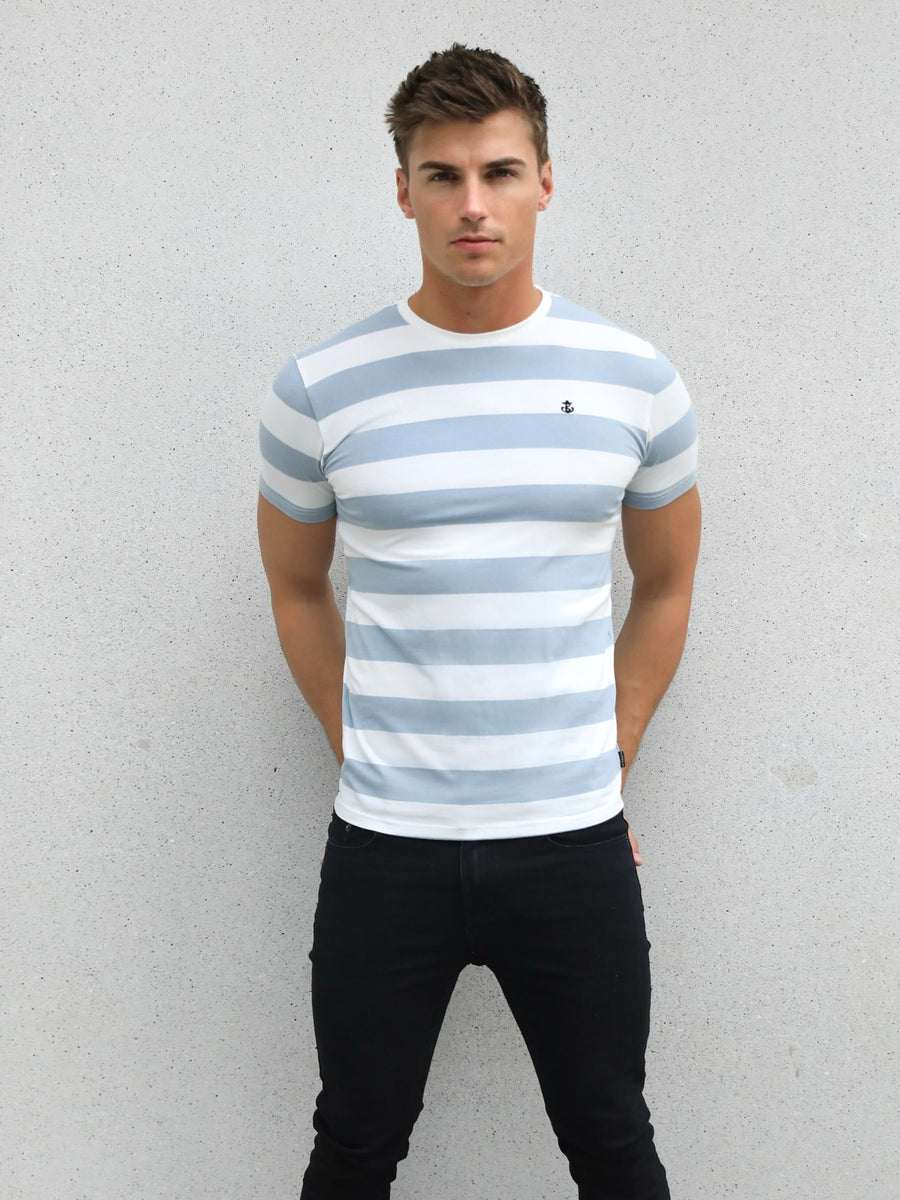 Buy Blakely Light Blue Loano Stripe T-Shirt | Free delivery on orders ...