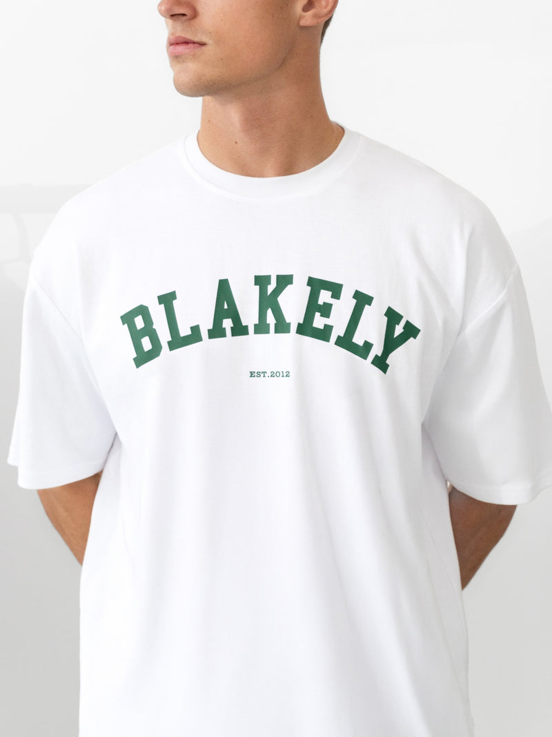 Varsity Unfitted T-Shirt - White & Pine Green