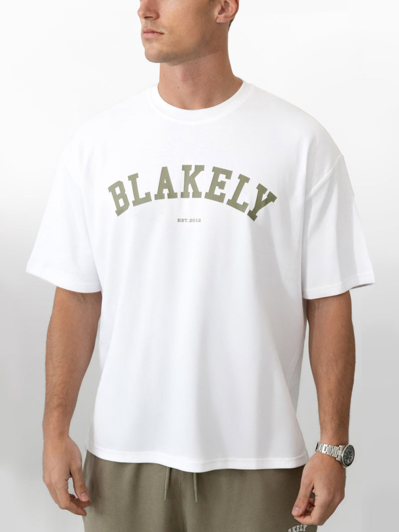 Varsity Unfitted T-Shirt - White & Safari Green