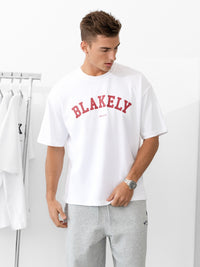 Varsity Unfitted T-Shirt - White & Red