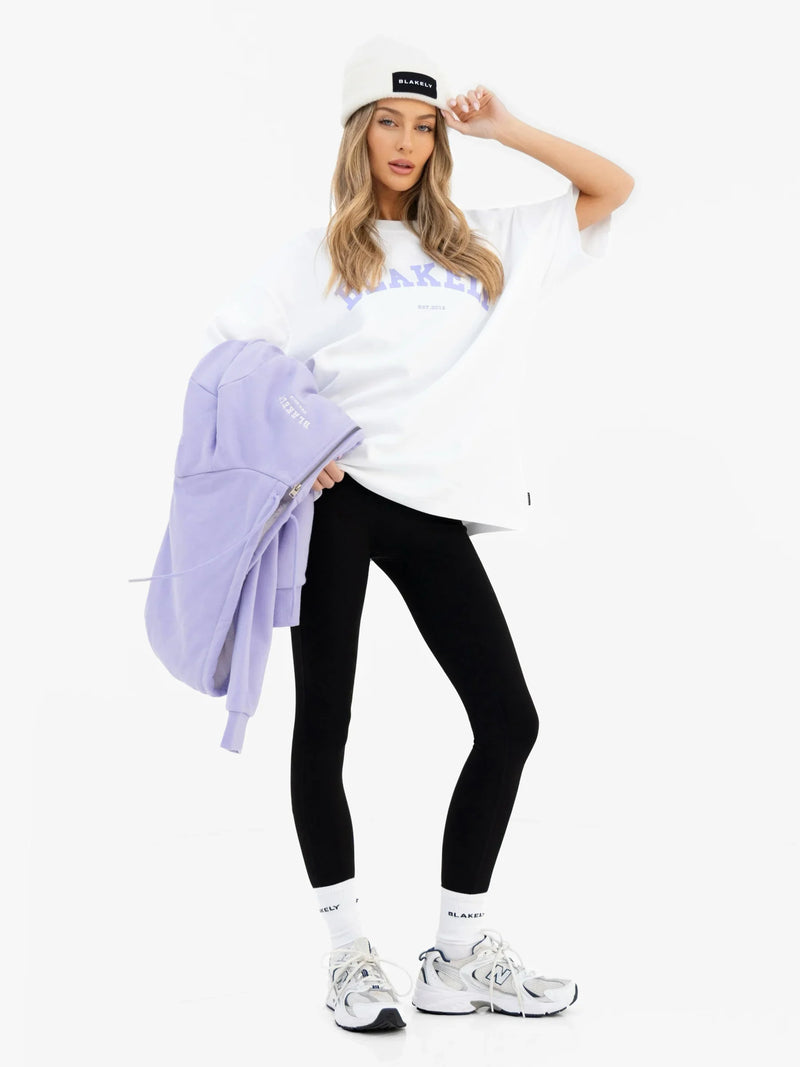 Varsity Ultra Oversized T-Shirt - White & Lilac