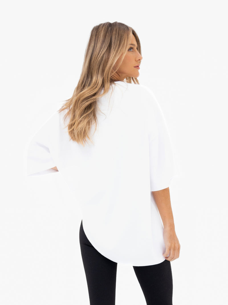 Varsity Ultra Oversized T-Shirt - White & Red