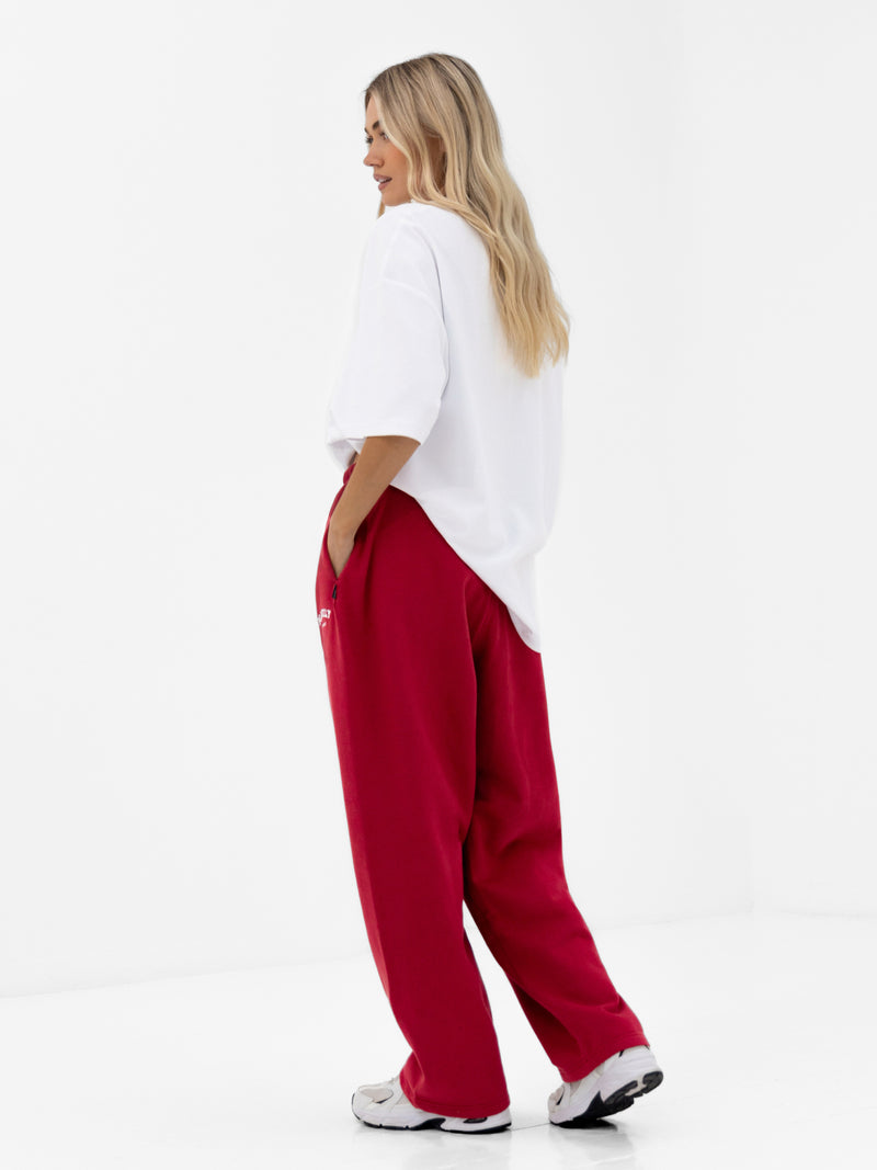 Varsity Ultra Oversized T-Shirt - White & Red