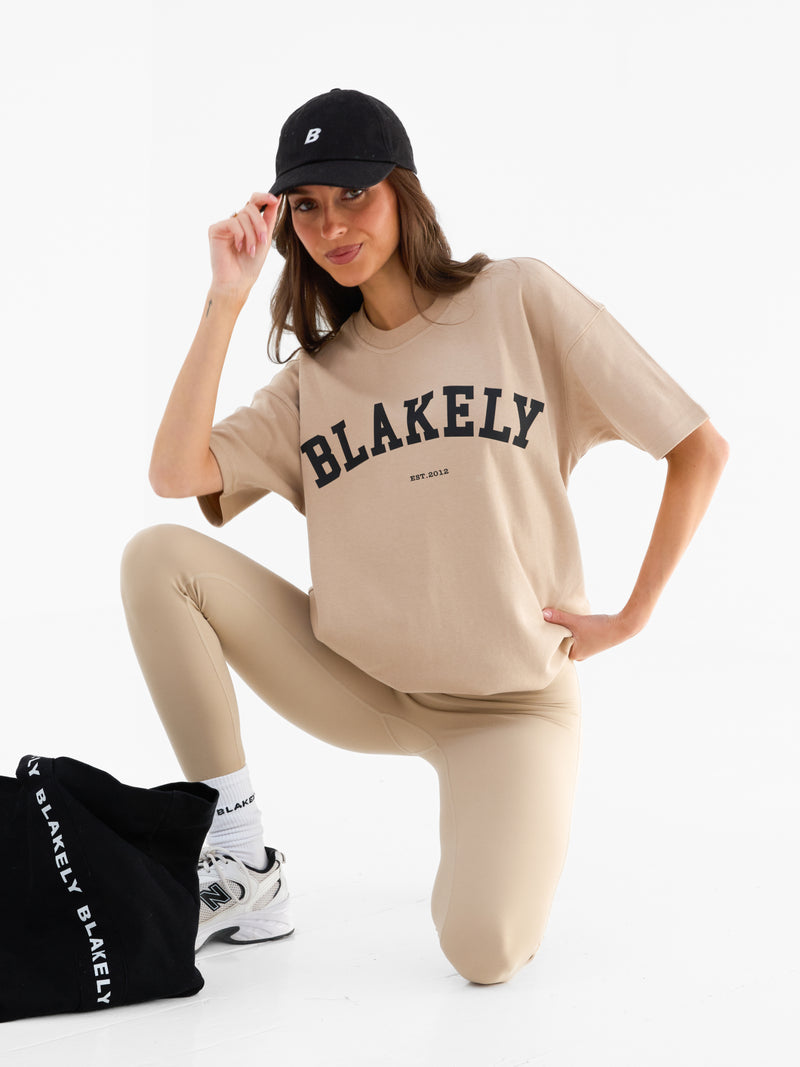 Varsity Oversized T-Shirt - Tan