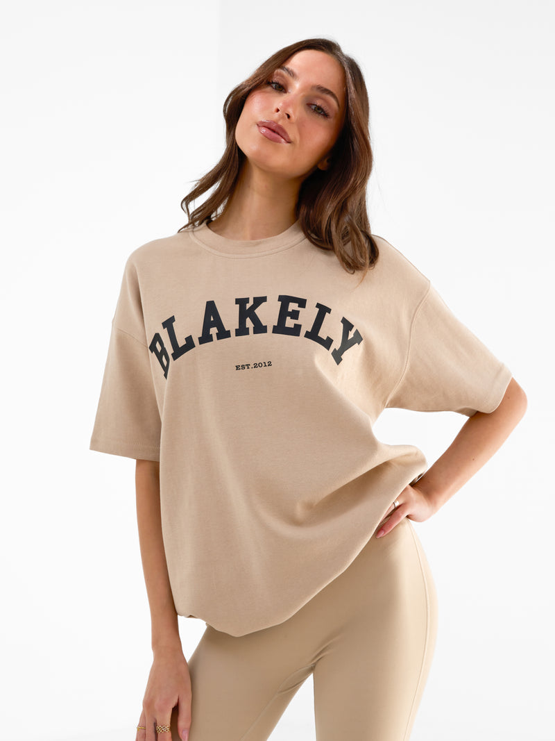 Varsity Oversized T-Shirt - Tan