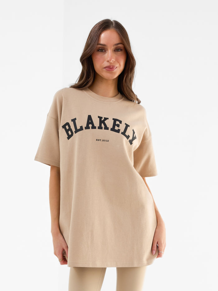 Varsity Oversized T-Shirt - Tan