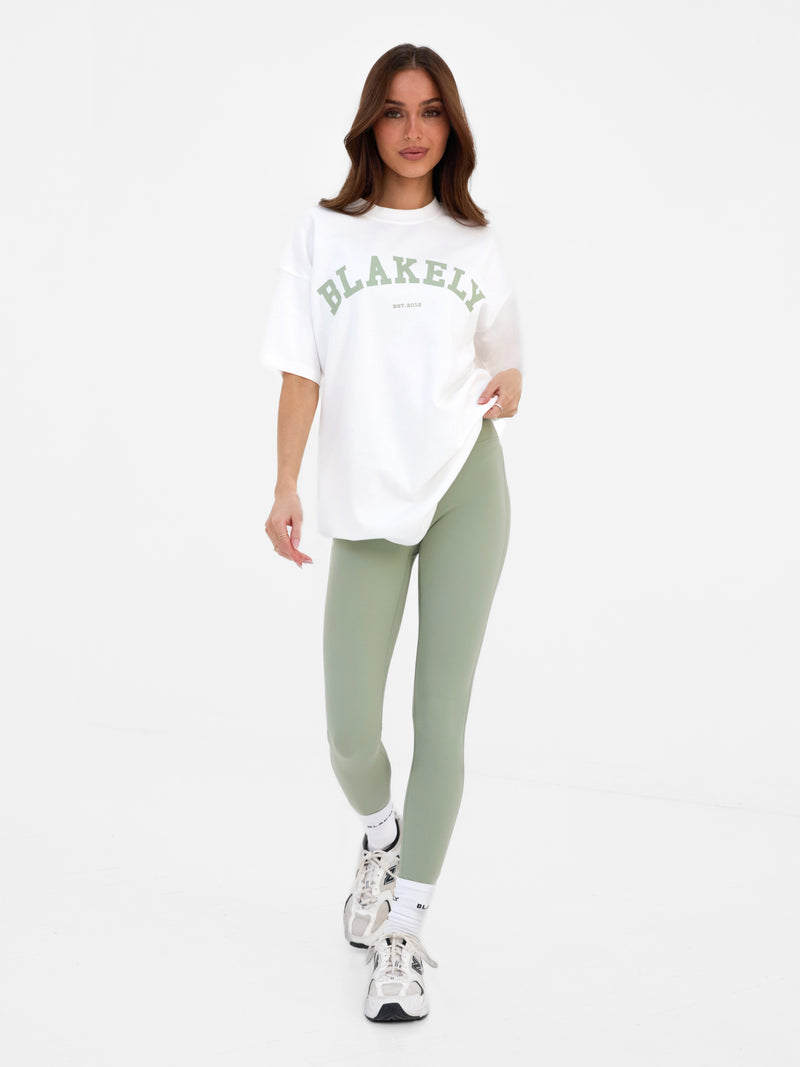 Varsity Oversized T-Shirt - White & Light Green