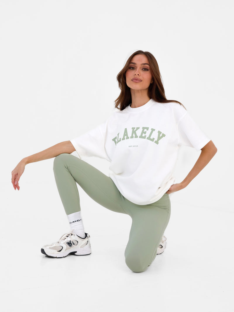 Varsity Oversized T-Shirt - White & Light Green