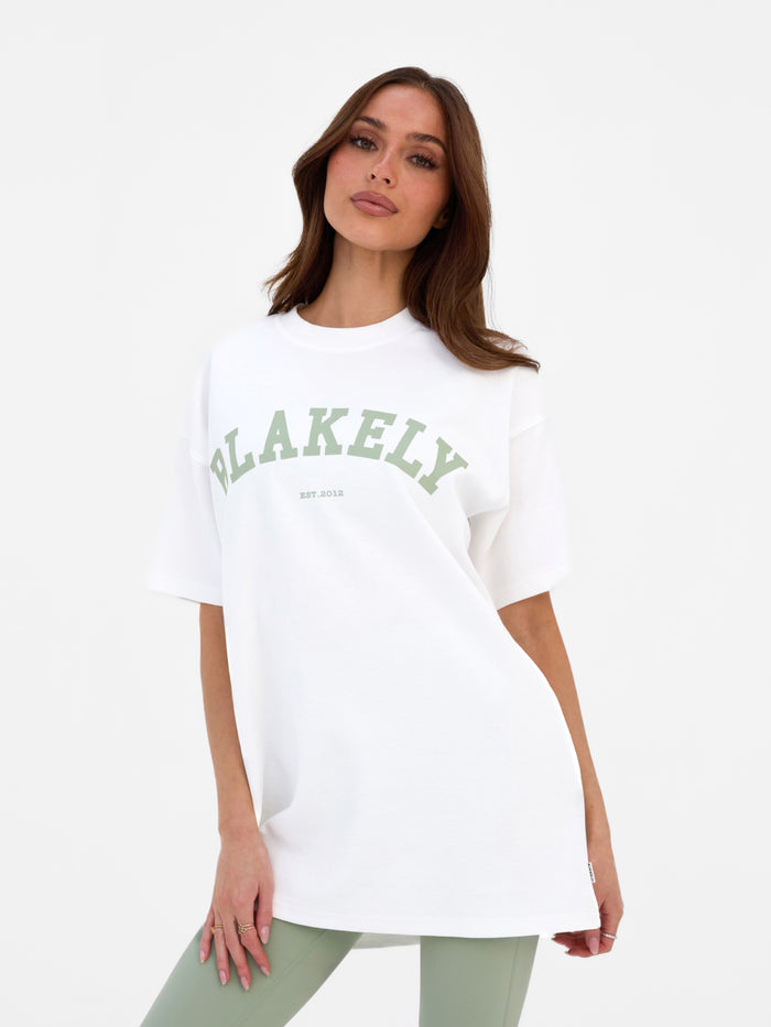 Varsity Oversized T-Shirt - White & Light Green