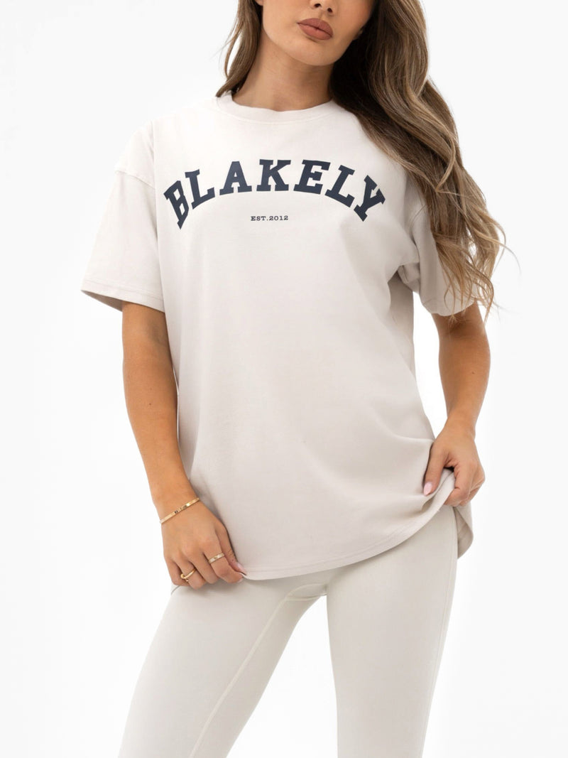 Varsity Oversized T-Shirt - Chalk & True Navy