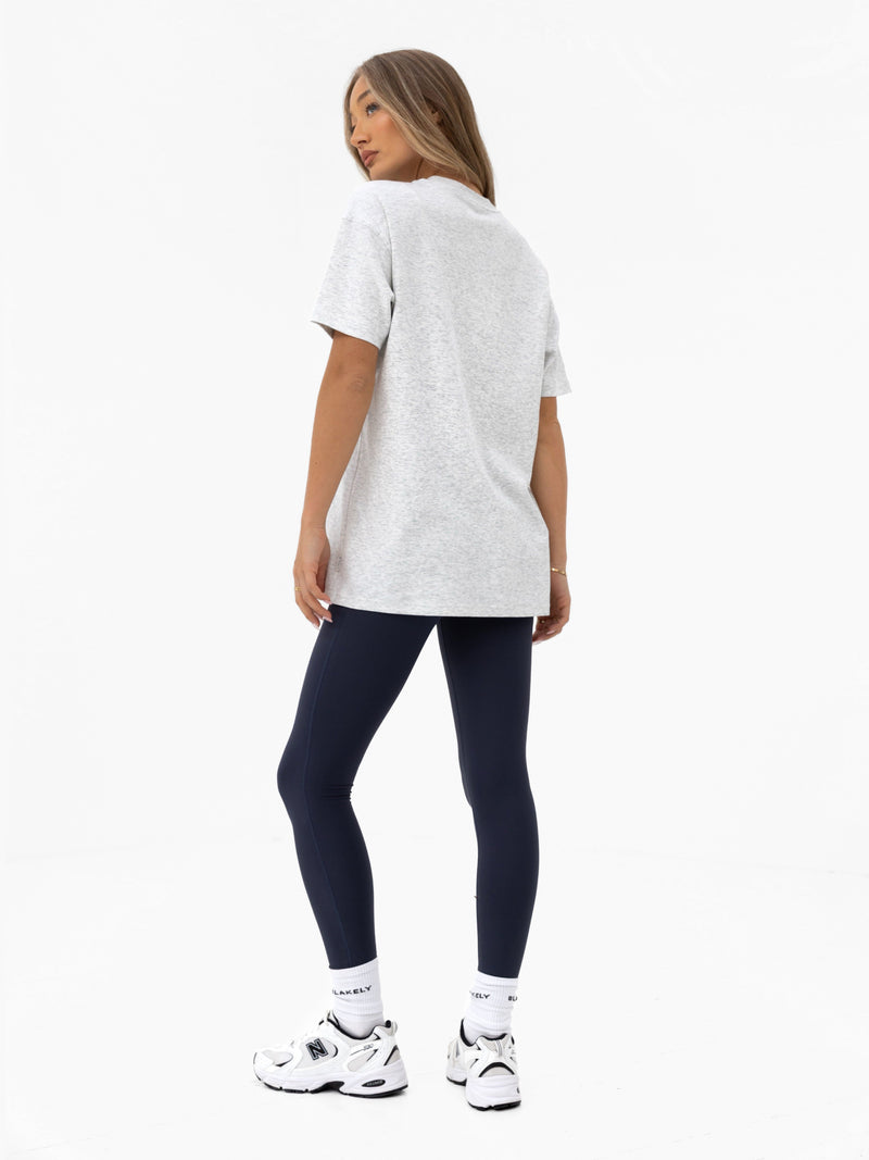 Varsity Oversized T-Shirt - Marl White & True Navy