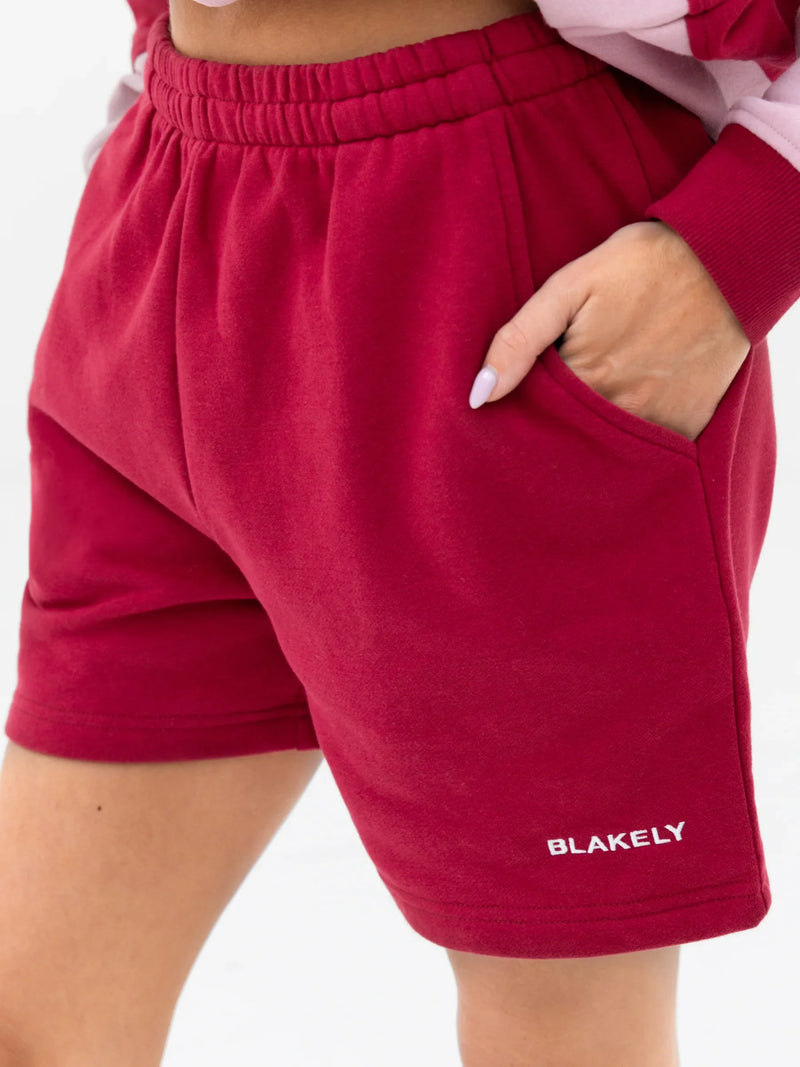 Harper Jogger Shorts - Berry Red