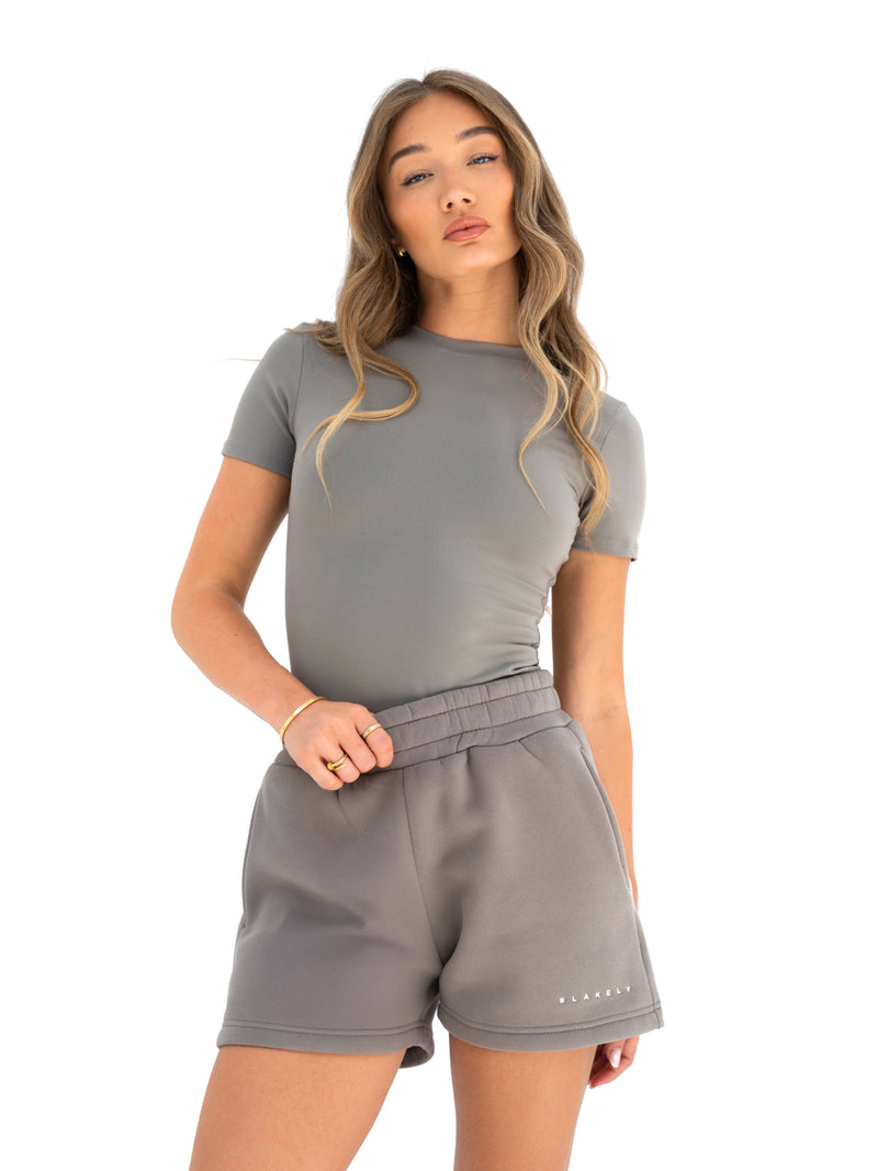 Isabel Jogger Shorts - Neutral Grey