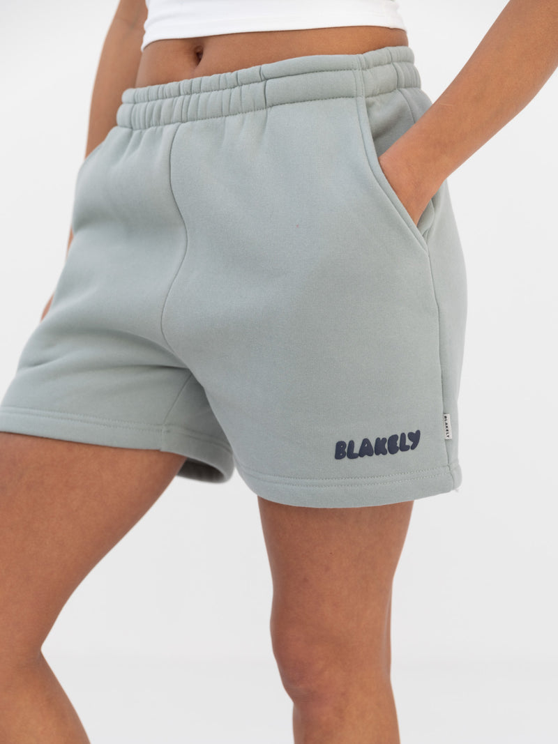 Cloud Print Jogger Shorts - Mineral Blue