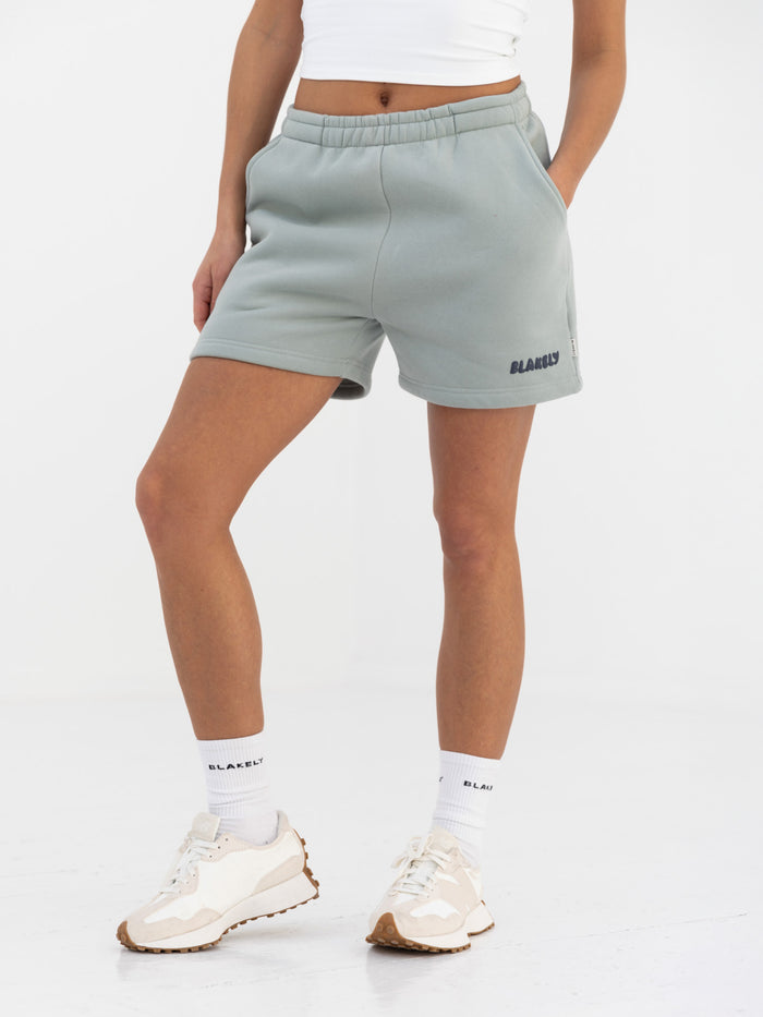 Cloud Print Jogger Shorts - Mineral Blue