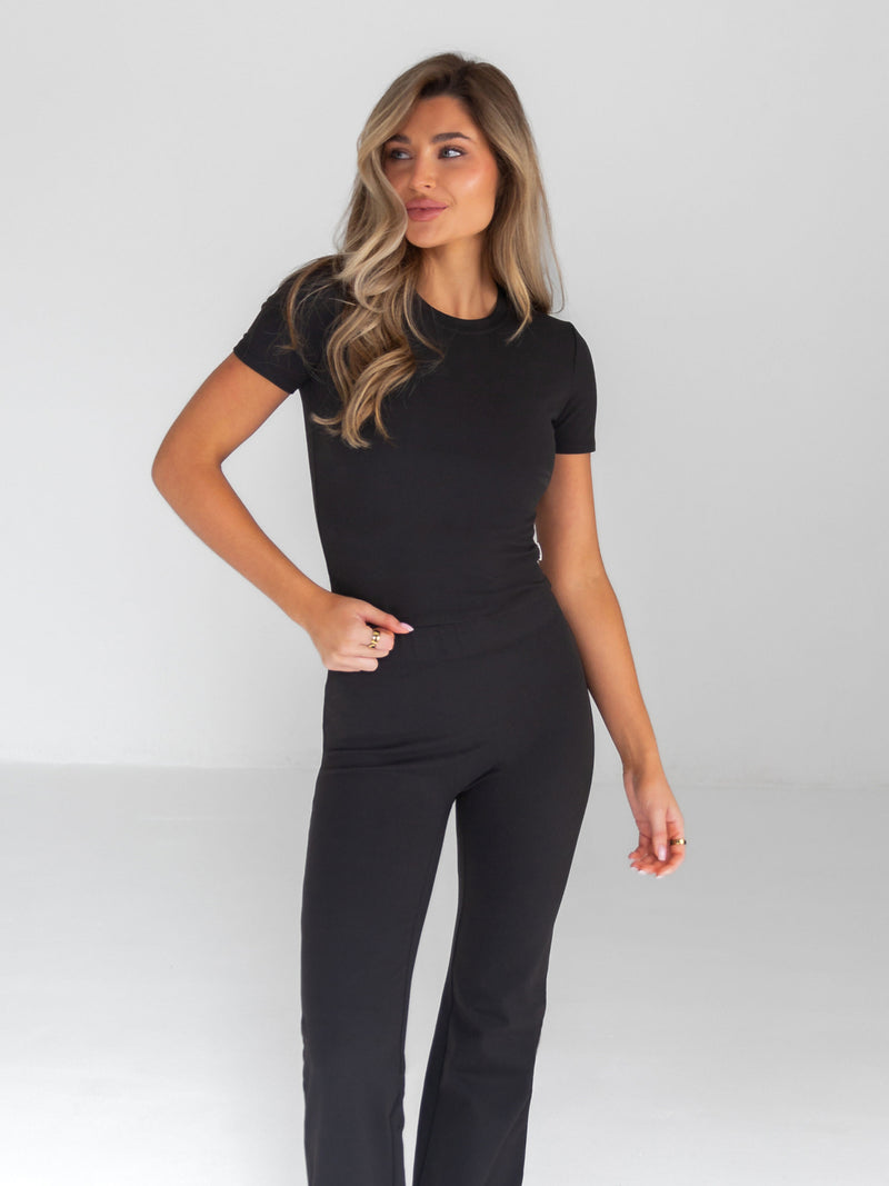 Alessia Cropped T-Shirt - Black
