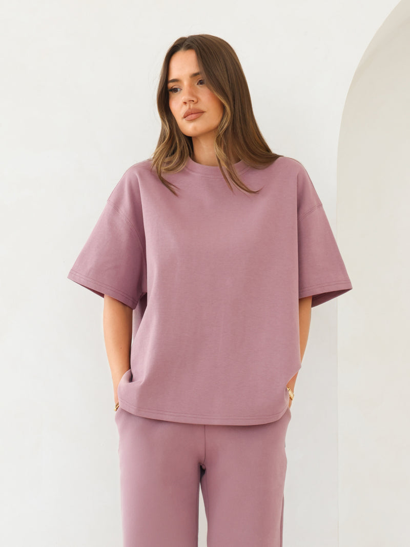 Blakely Basic Boxy Oversized T-Shirt - Dusty Pink