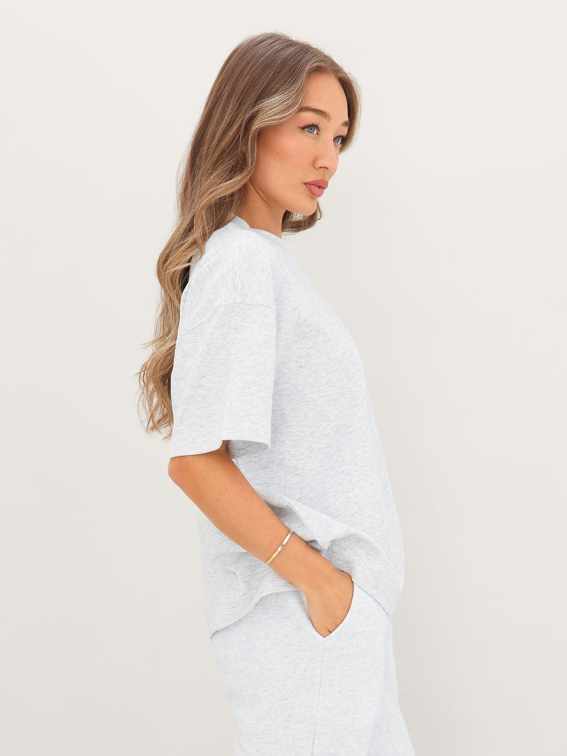 Blakely Basic Boxy Oversized T-Shirt - Marl White
