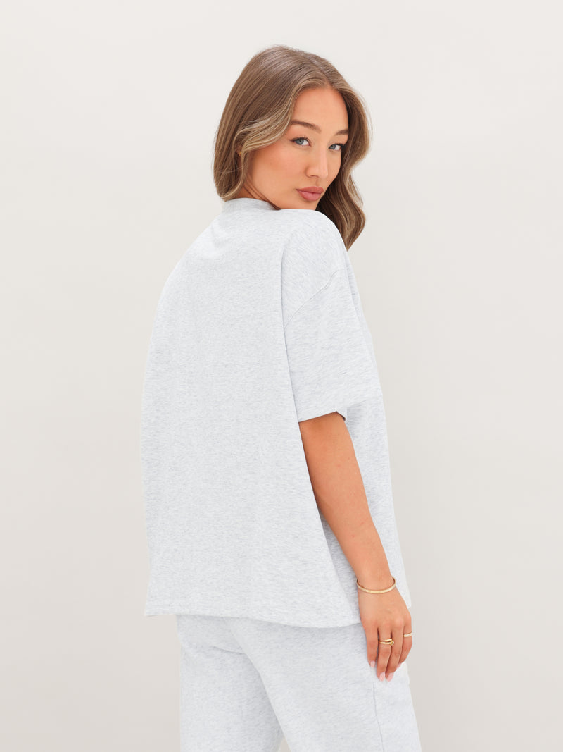 Blakely Basic Boxy Oversized T-Shirt - Marl White
