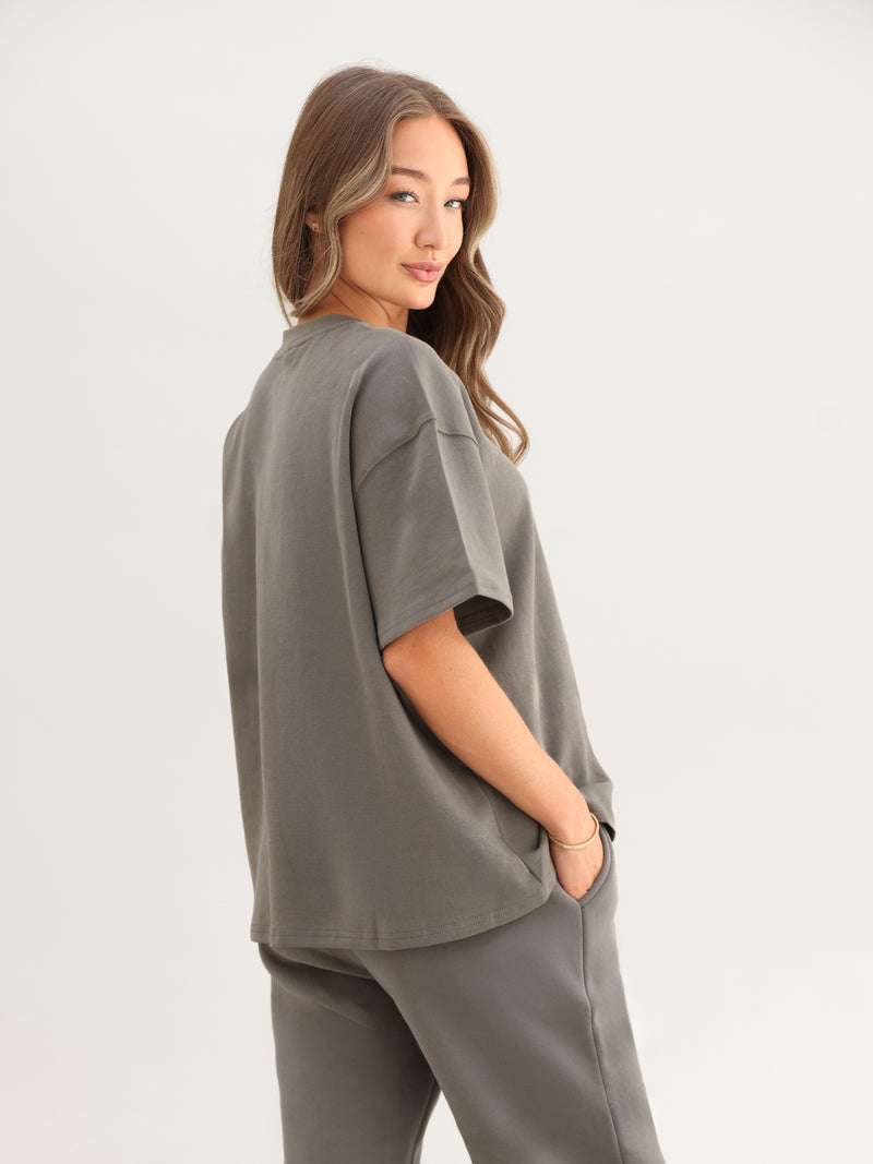 Blakely Basic Boxy Oversized T-Shirt - Safari Green