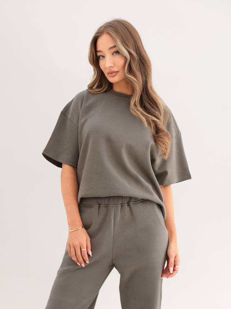 Blakely Basic Boxy Oversized T-Shirt - Safari Green