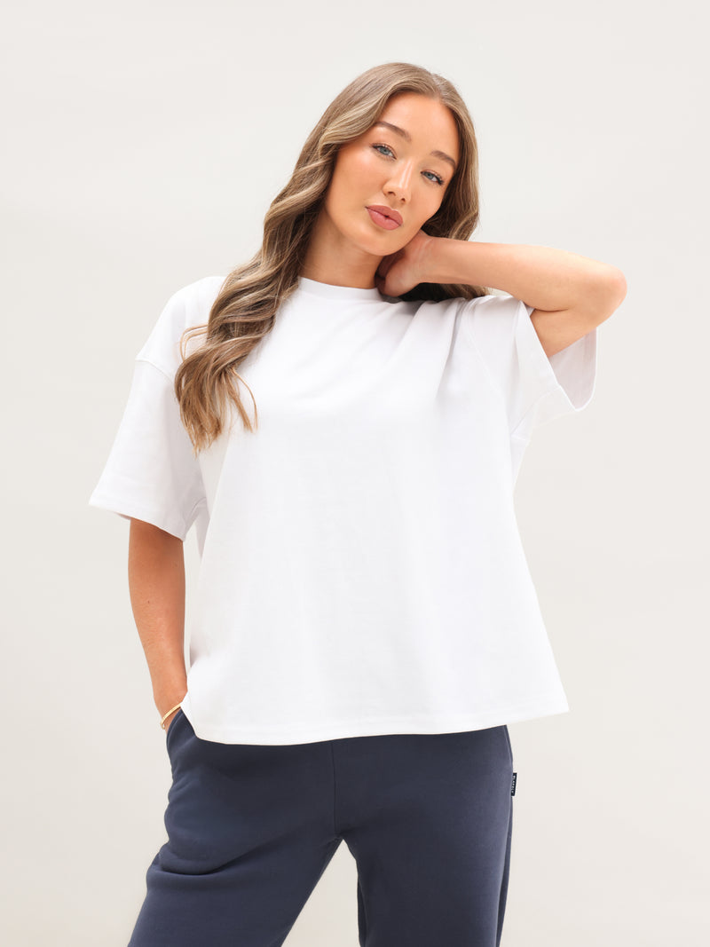Blakely Basic Boxy Oversized T-Shirt - White