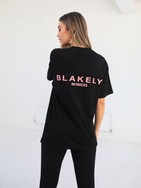 Womens Members Relaxed T-Shirt - Black & Pink