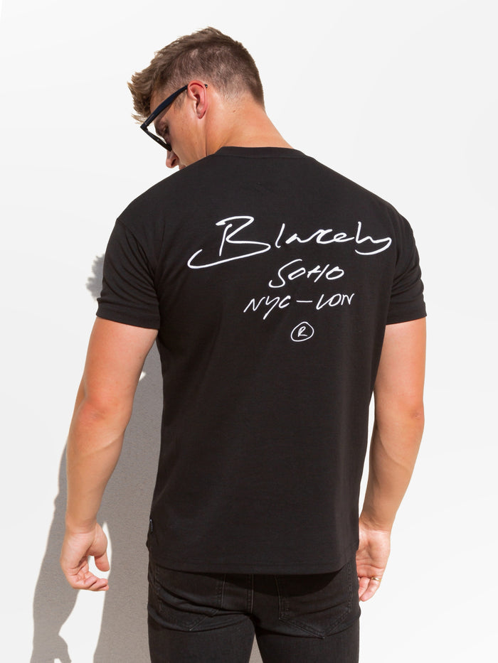 Soho Relaxed Script T-Shirt - Black