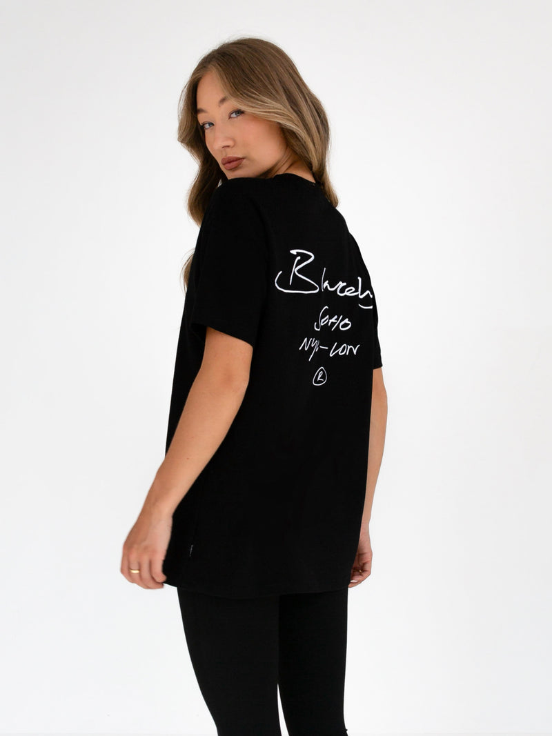 Soho Oversized Script T-Shirt - Black