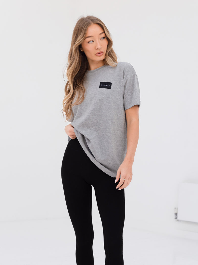 Label Oversized T-Shirt - Marl Grey