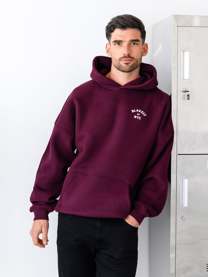 NYC Relaxed Hoodie - Dark Burgundy