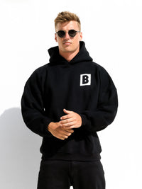 Offset Relaxed Hoodie - Black