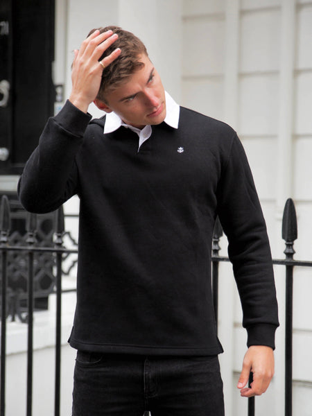 Polo sweatshirt clearance black