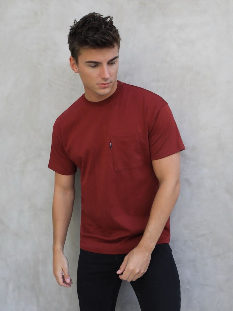 Relaxed Pocket T-Shirt - Burgundy