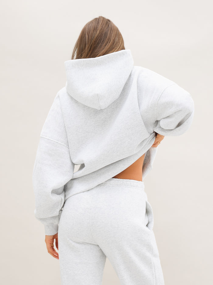 Blakely Basic Oversized Hoodie - Marl White