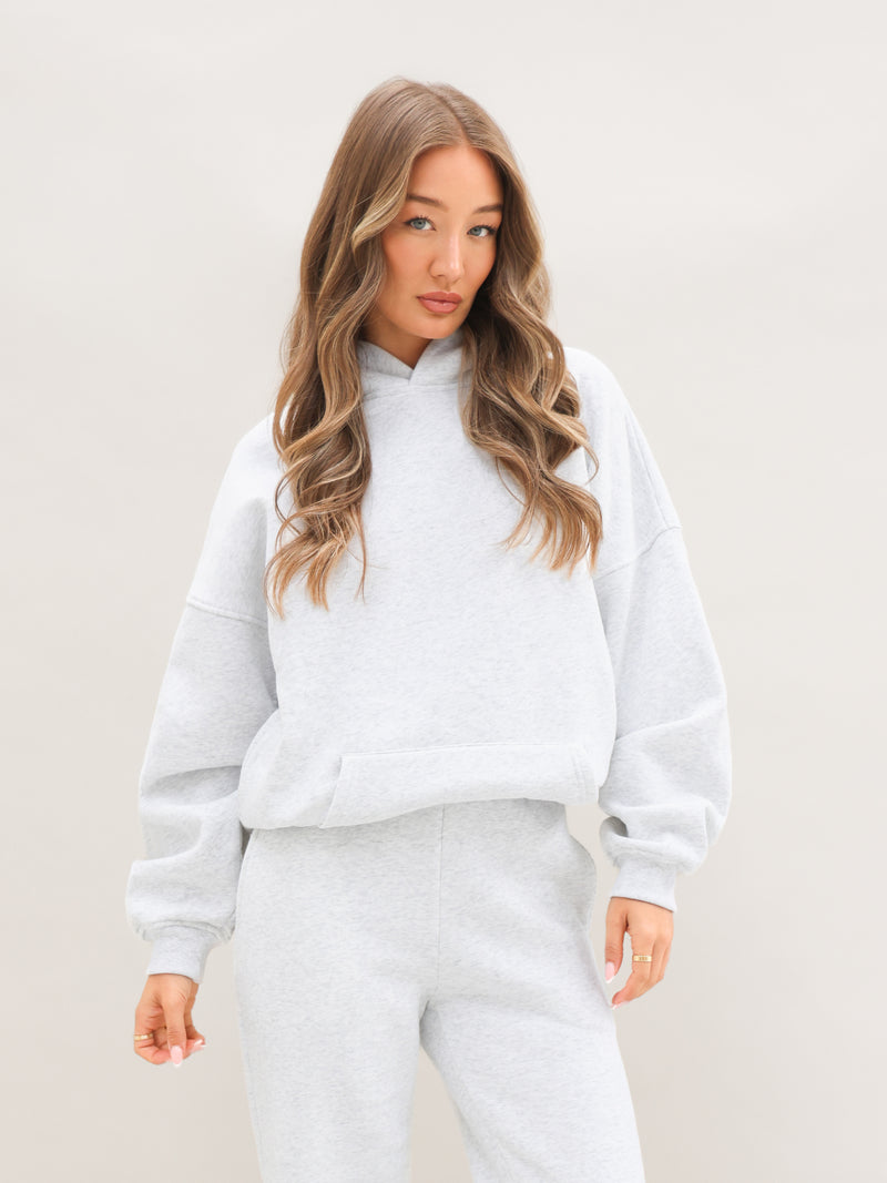 Blakely Basic Oversized Hoodie - Marl White