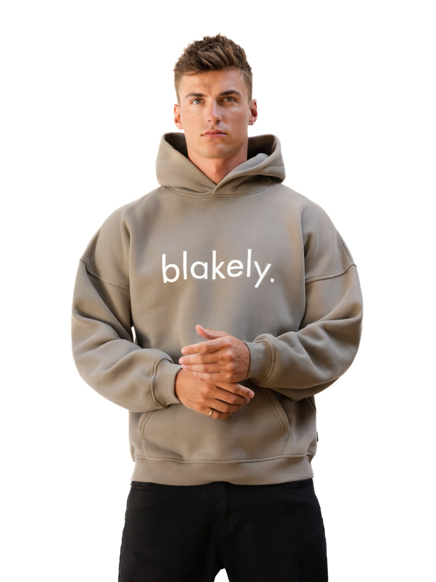 Buy Blakely Washed Khaki Logo Relaxed Hoodie Free delivery on