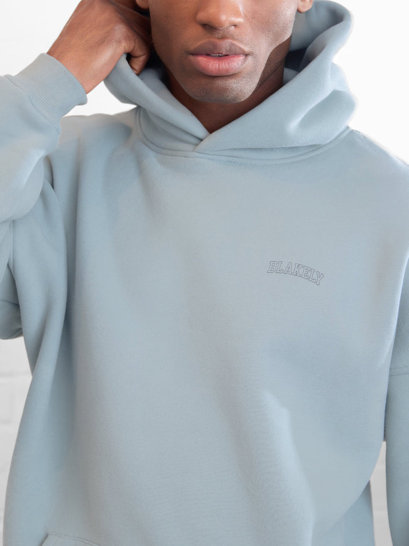 Outline Heritage Relaxed Hoodie - Mineral Blue