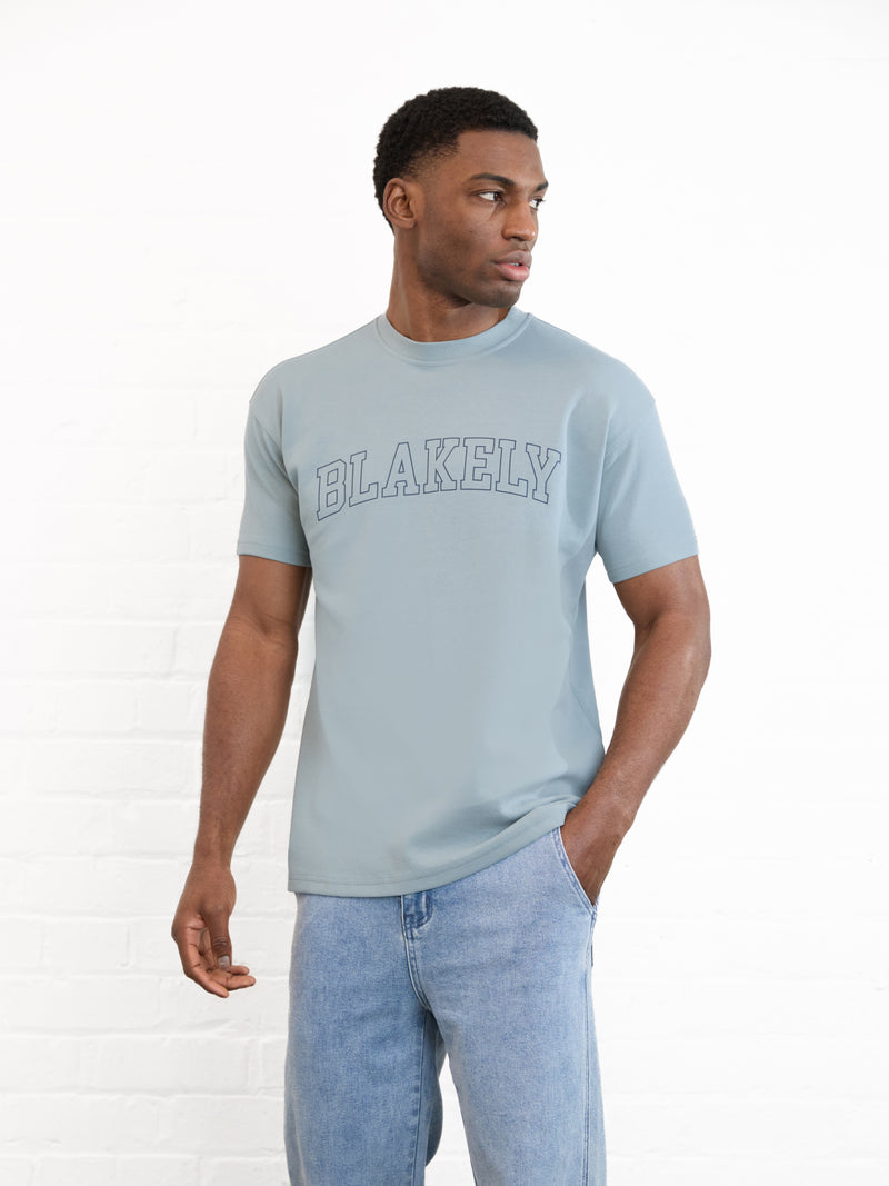 Outline Varsity Relaxed T-Shirt - Mineral Blue