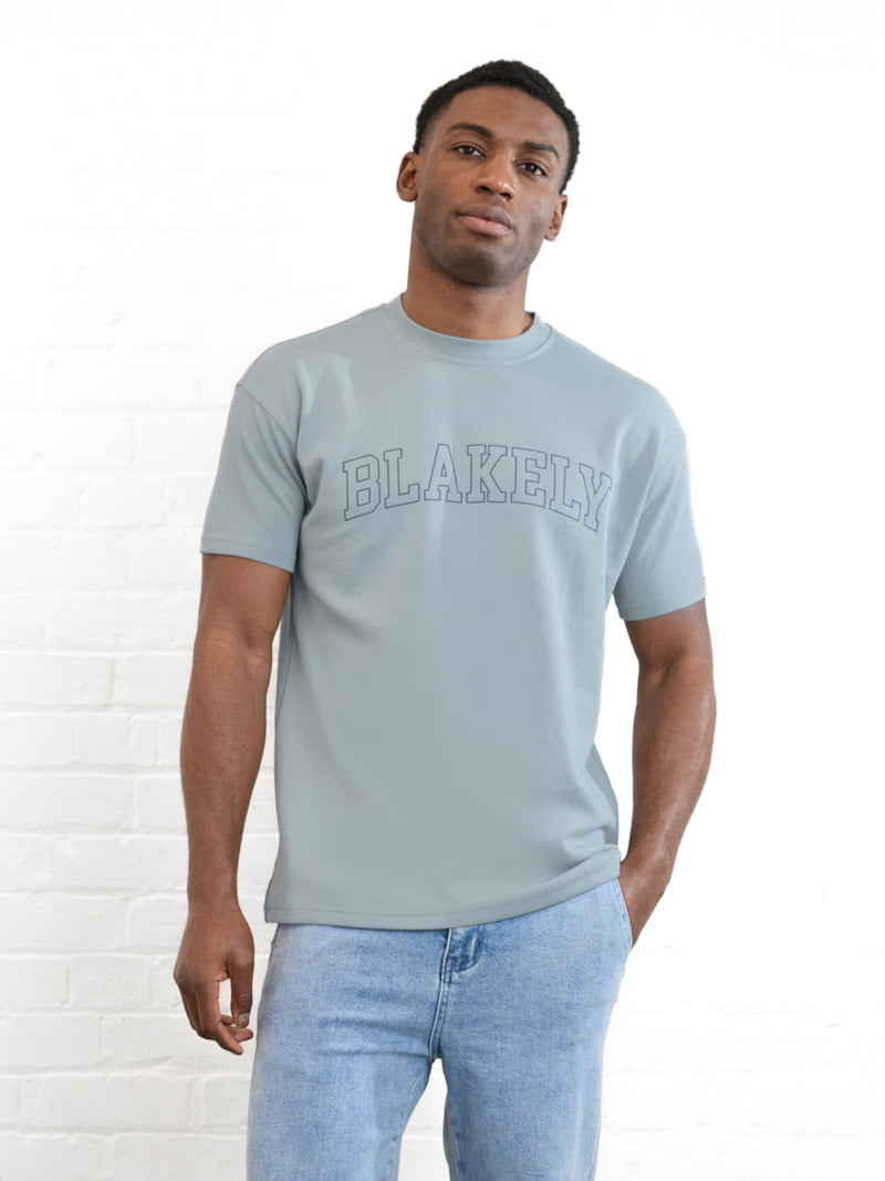 Outline Varsity Relaxed T-Shirt - Mineral Blue