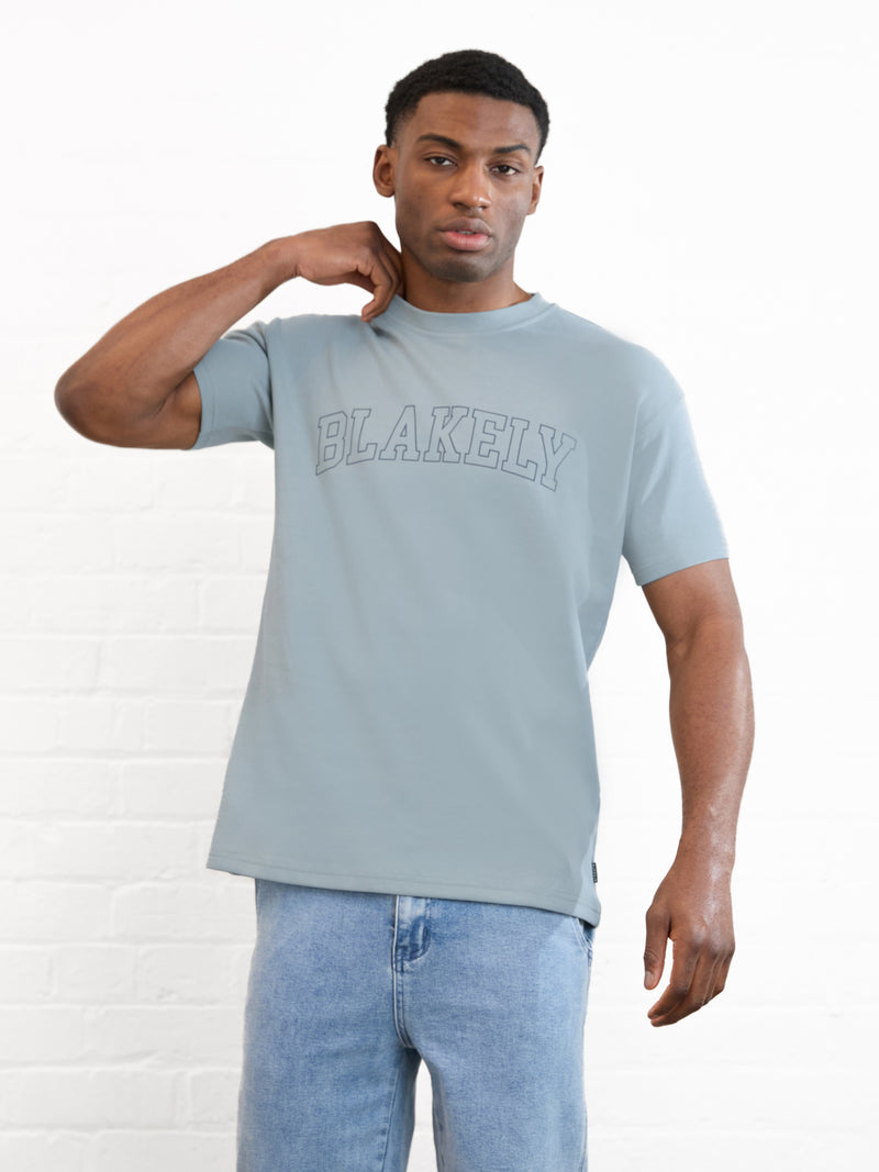 Outline Varsity Relaxed T-Shirt - Mineral Blue