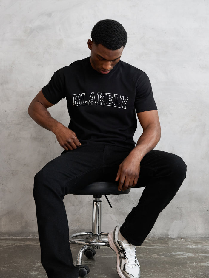Outline Varsity Relaxed T-Shirt - Black