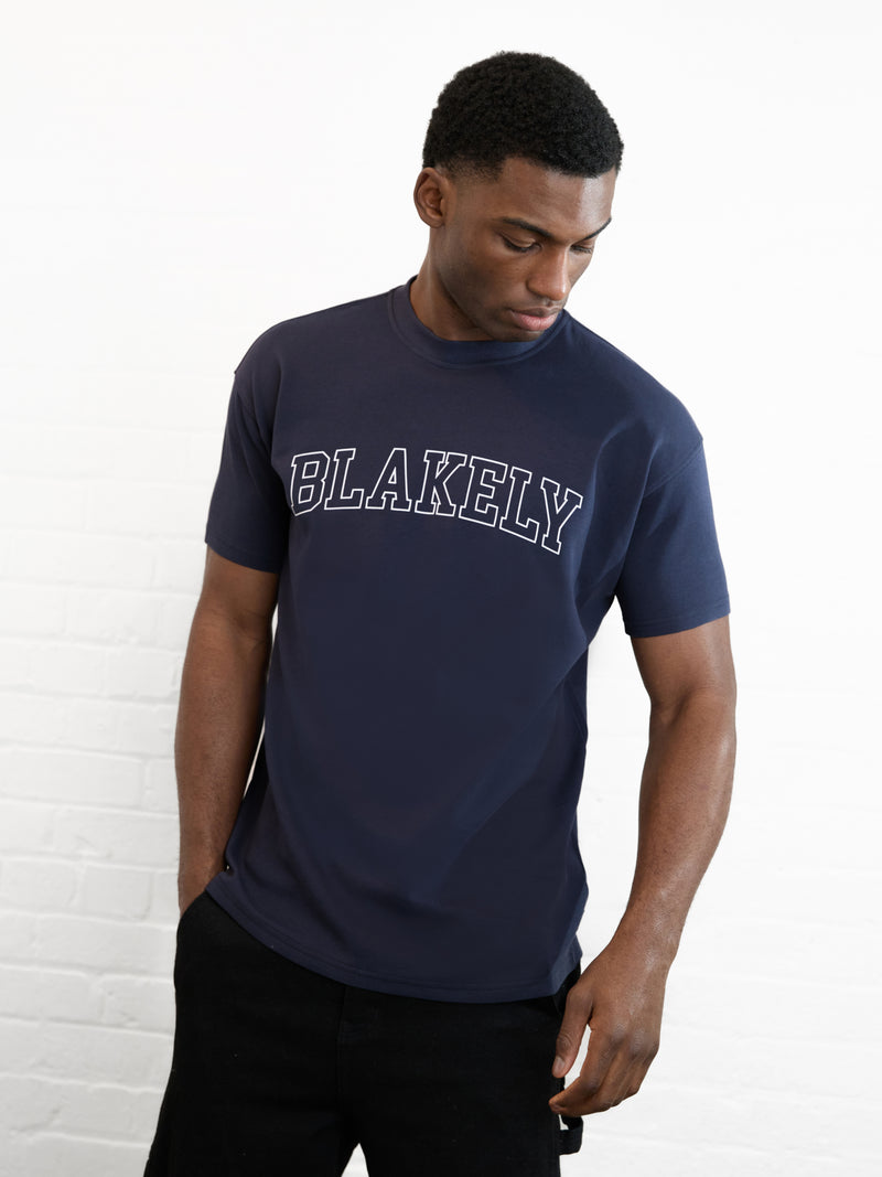 Outline Varsity Relaxed T-Shirt - True Navy