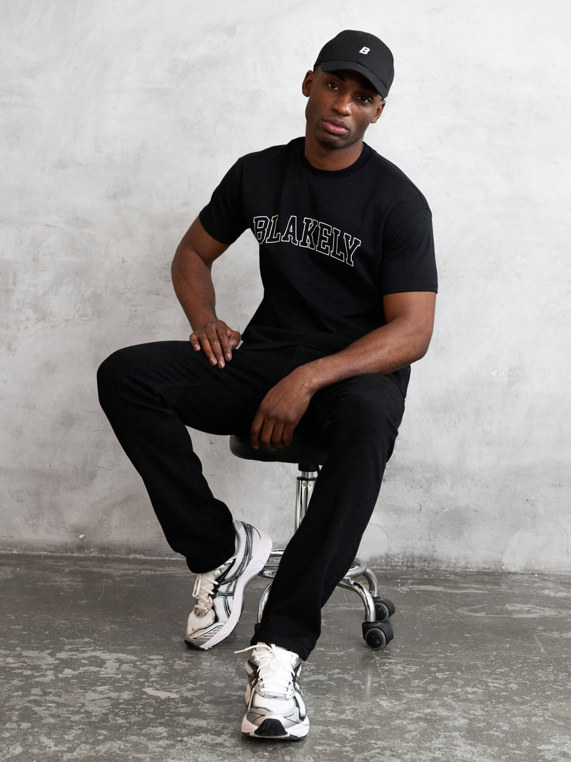 Outline Varsity Relaxed T-Shirt - Black