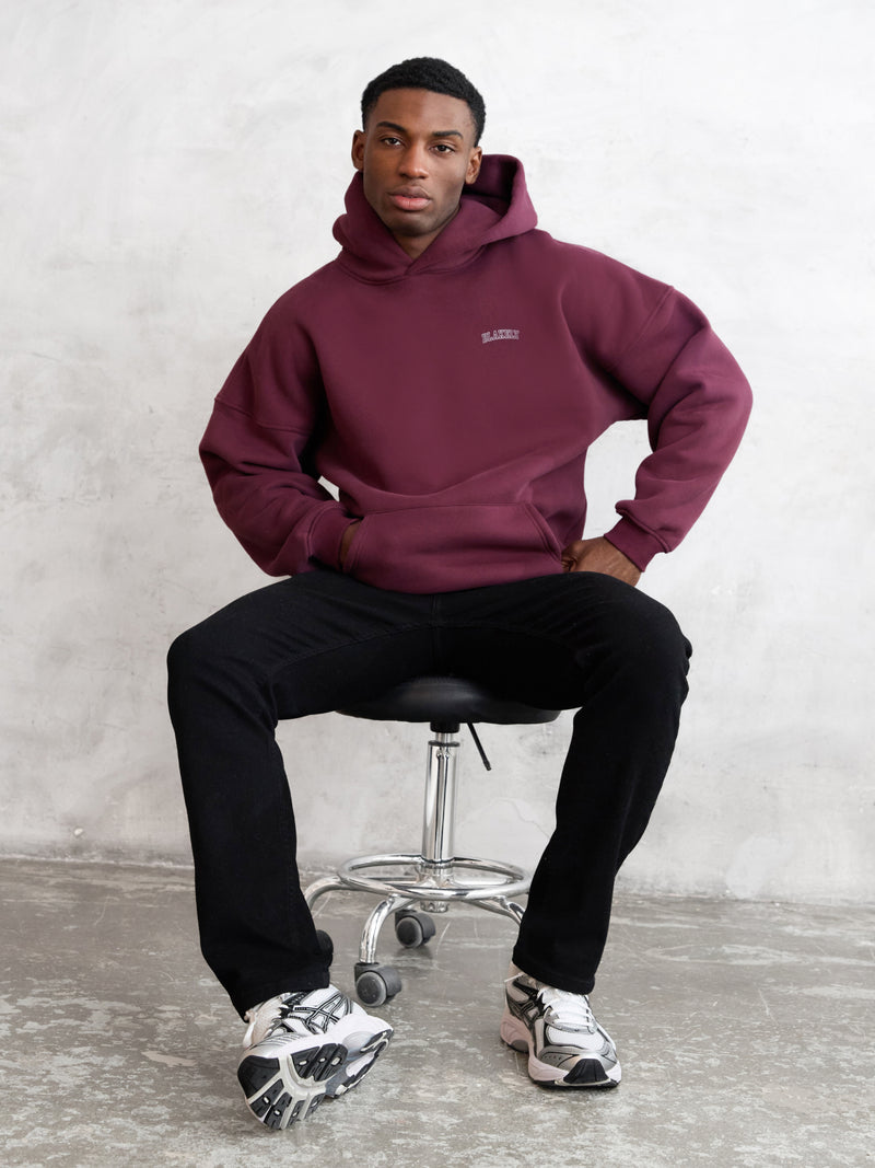 Outline Heritage Relaxed Hoodie - Old Burgundy