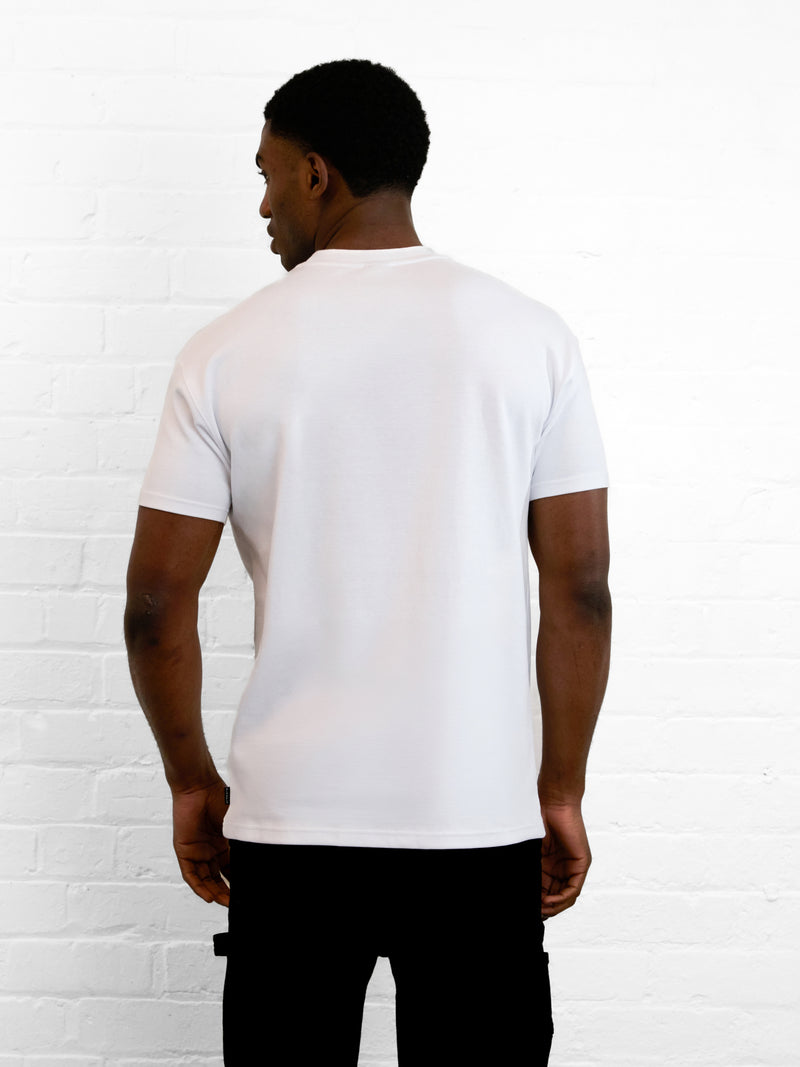 Outline Varsity Relaxed T-Shirt - White & Mineral Blue