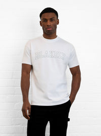 Outline Varsity Relaxed T-Shirt - White & Mineral Blue