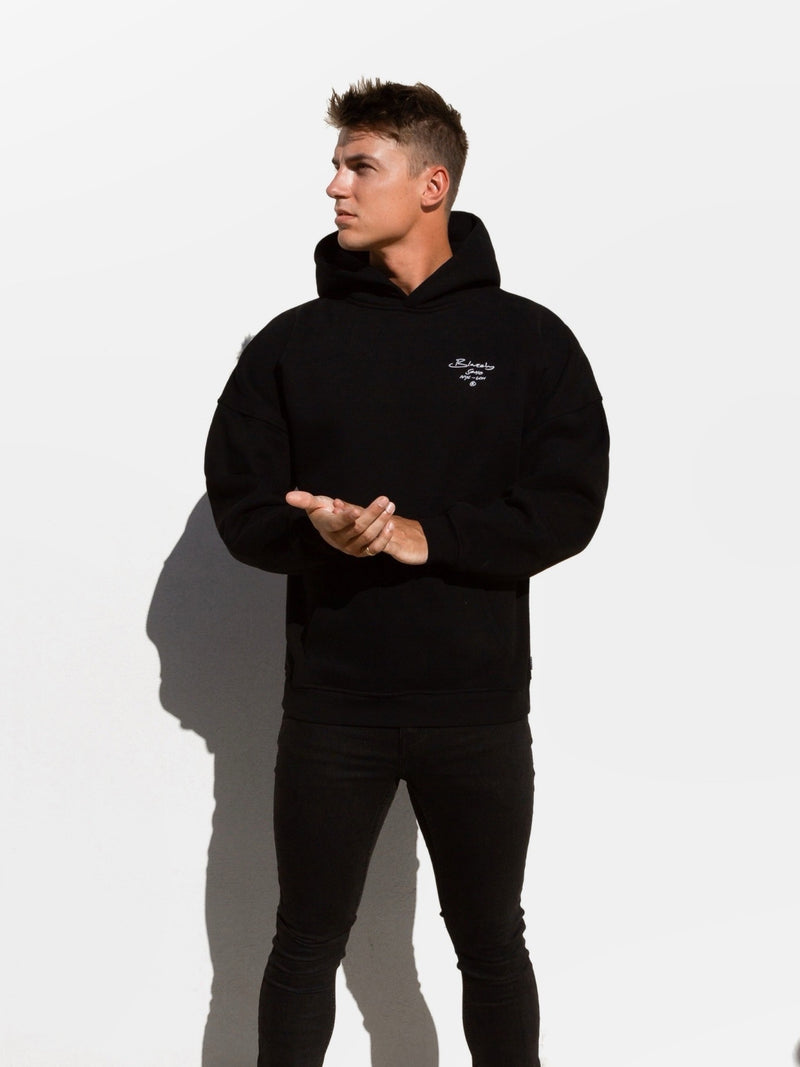 Soho Relaxed Script Hoodie - Black