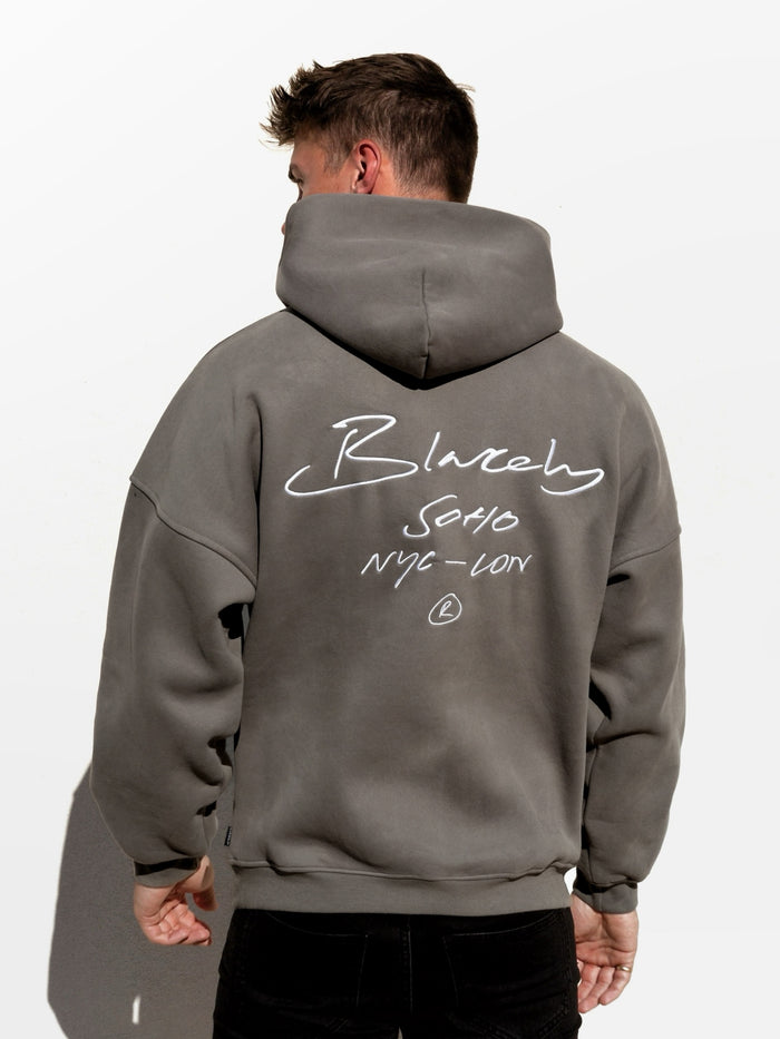 Soho Relaxed Script Hoodie - Safari Green