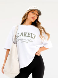 Melrose Ultra Oversized T-Shirt - White & Safari Green
